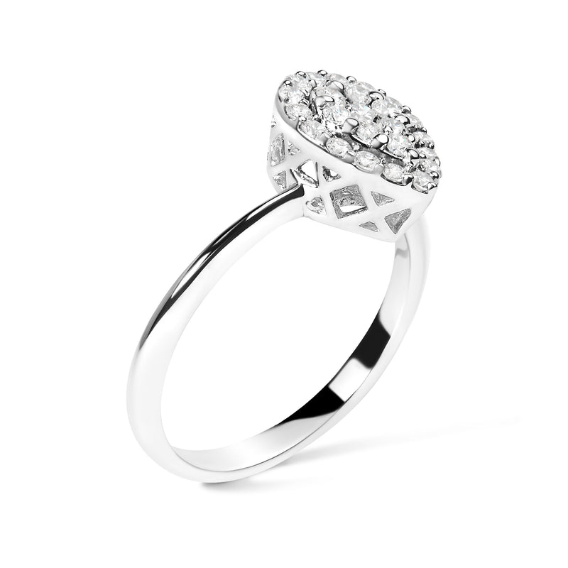 Bids.com 10K White Gold 3/8 Cttw Round-Cut Lab Grown Diamond Cluster Pear Promise Ring (G-H Color, VS2-SI1 Clarity) - Size 7 Rings White Smoke 8 / White.Gold,6 / White.Gold,7 / White.Gold
