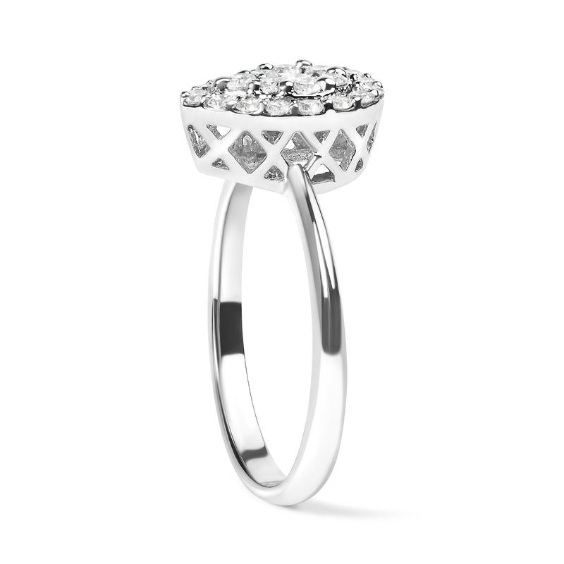 Bids.com 10K White Gold 3/8 Cttw Round-Cut Lab Grown Diamond Cluster Pear Promise Ring (G-H Color, VS2-SI1 Clarity) - Size 7 Rings White Smoke 8 / White.Gold,6 / White.Gold,7 / White.Gold