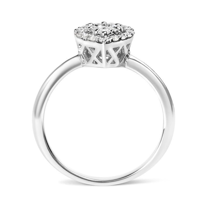 Bids.com 10K White Gold 3/8 Cttw Round-Cut Lab Grown Diamond Cluster Pear Promise Ring (G-H Color, VS2-SI1 Clarity) - Size 7 Rings White Smoke 8 / White.Gold,6 / White.Gold,7 / White.Gold