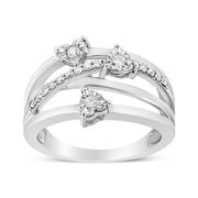 Bids.com .925 Sterling Silver 1/5 Cttw Miracle-Set Diamond Heart Cross-Over Bypass Ring (I-J Color, I2-I3 Clarity) - Size 7 Rings White Smoke 9 / White.Sterling Silver,8 / White.Sterling Silver,6 / White.Sterling Silver,7 / White.Sterling Silver