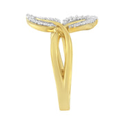 Bids.com 10K Yellow Gold 3/8 Cttw Round and Baguette-Cut Diamond Leaf Cocktail Ring - Size 7 (I-J Color, I1-I2 Clarity) Rings White Smoke 9 / Yellow.Gold,8 / Yellow.Gold,6 / Yellow.Gold,7 / Yellow.Gold
