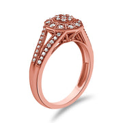 Bids.com 14K Rose Gold Plated .925 Sterling Silver 1/2 Cttw Pave Diamond Halo Cluster Split Shank Cocktail Ring (I-J Color, I1-I2 Clarity) - Size 6 Rings White Smoke 7 / Rose.Sterling Silver,5 / Rose.Sterling Silver,9 / Rose.Sterling Silver,8 / Rose.Sterling Silver,6 / Rose.Sterling Silver