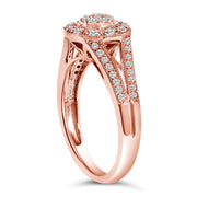Bids.com 14K Rose Gold Plated .925 Sterling Silver 1/2 Cttw Pave Diamond Halo Cluster Split Shank Cocktail Ring (I-J Color, I1-I2 Clarity) - Size 6 Rings White Smoke 7 / Rose.Sterling Silver,5 / Rose.Sterling Silver,9 / Rose.Sterling Silver,8 / Rose.Sterling Silver,6 / Rose.Sterling Silver