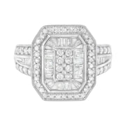 Bids.com .925 Sterling Silver Round and Baguette Diamond Cathedral Ring (0.75 Cttw, H-I Color, I2-I3 Clarity) - Size 7 Rings White Smoke 8 / White.Sterling Silver,6 / White.Sterling Silver,7 / White.Sterling Silver,7.5 / White.Sterling Silver,6.5 / White.Sterling Silver