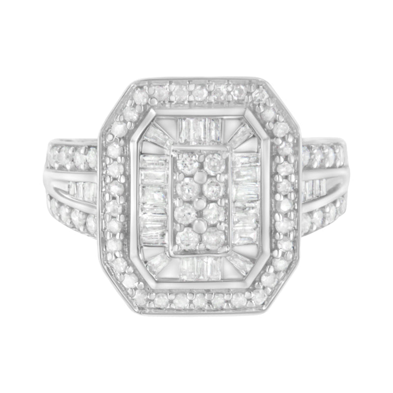 Bids.com .925 Sterling Silver Round and Baguette Diamond Cathedral Ring (0.75 Cttw, H-I Color, I2-I3 Clarity) - Size 7 Rings White Smoke 8 / White.Sterling Silver,6 / White.Sterling Silver,7 / White.Sterling Silver,7.5 / White.Sterling Silver,6.5 / White.Sterling Silver