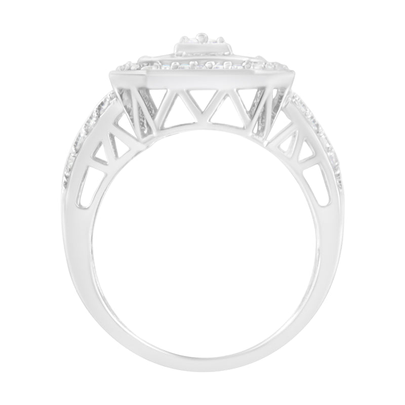 Bids.com .925 Sterling Silver Round and Baguette Diamond Cathedral Ring (0.75 Cttw, H-I Color, I2-I3 Clarity) - Size 7 Rings White Smoke 8 / White.Sterling Silver,6 / White.Sterling Silver,7 / White.Sterling Silver,7.5 / White.Sterling Silver,6.5 / White.Sterling Silver