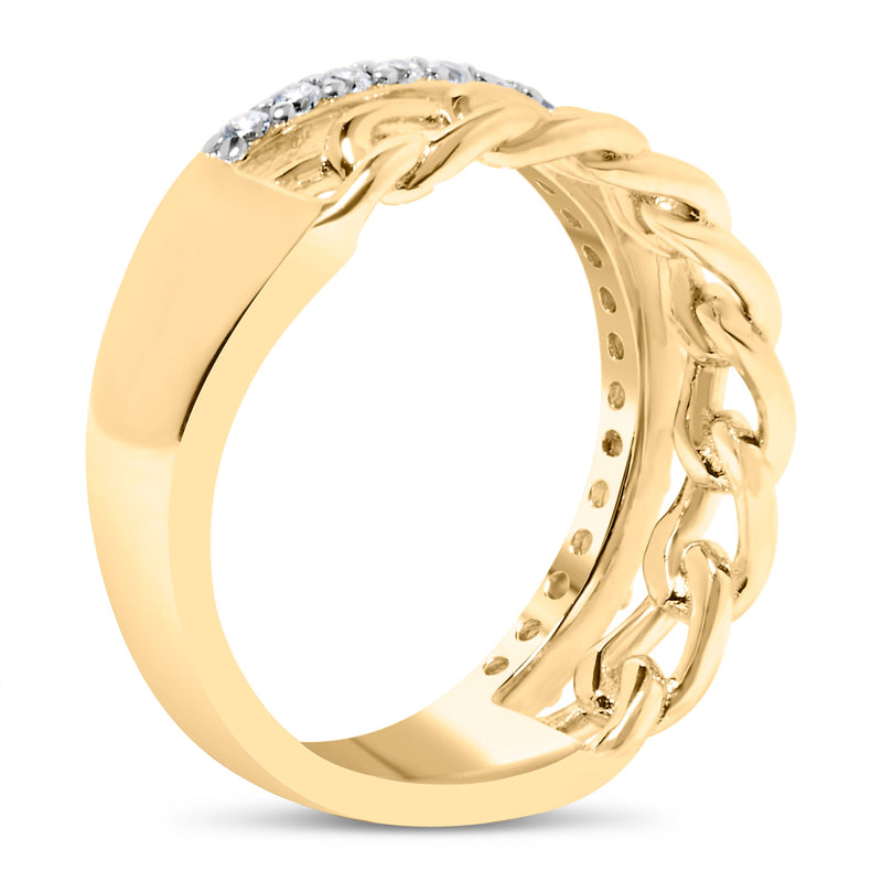 Bids.com 10K Yellow Gold 1/5 Cttw Diamond Cuban Link Ring Band (I-J Color, I2-I3 Clarity) - Size 7 Rings White Smoke 7 / Yellow.Gold,6 / Yellow.Gold,8 / Yellow.Gold,9 / Yellow.Gold,5 / Yellow.Gold,10 / Yellow.Gold