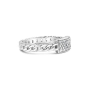 Bids.com .925 Sterling Silver 1/5 Cttw Diamond ID and Cuban Link Band Ring (I-J Color, I2-I3 Clarity) - Ring Size 6 Rings White Smoke 6 / White.Sterling Silver,7 / White.Sterling Silver,8 / White.Sterling Silver