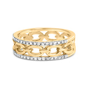 Bids.com 10K Yellow Gold 1/5 Cttw Diamond Two Row Cuban Link Ring (I-J Color, I2-I3 Clarity) - Size 7 Rings White Smoke 7 / Yellow.Gold,6 / Yellow.Gold,8 / Yellow.Gold,9 / Yellow.Gold,5 / Yellow.Gold,10 / Yellow.Gold