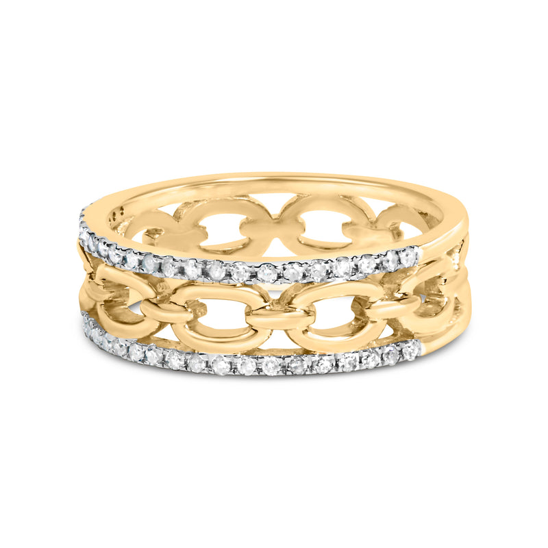 Bids.com 10K Yellow Gold 1/5 Cttw Diamond Two Row Cuban Link Ring (I-J Color, I2-I3 Clarity) - Size 7 Rings White Smoke 7 / Yellow.Gold,6 / Yellow.Gold,8 / Yellow.Gold,9 / Yellow.Gold,5 / Yellow.Gold,10 / Yellow.Gold