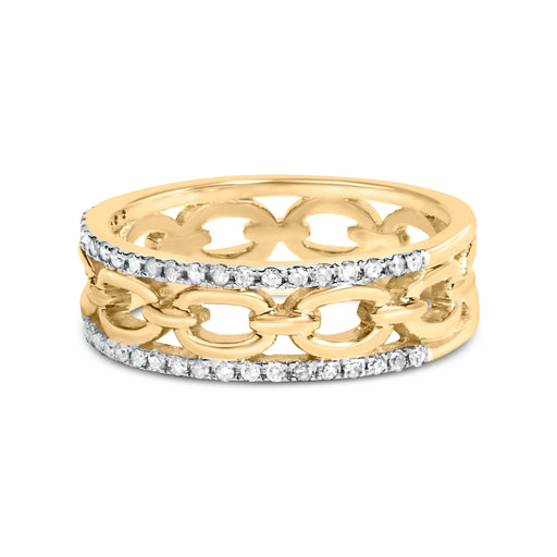 Bids.com 10K Yellow Gold 1/5 Cttw Diamond Two Row Cuban Link Ring (I-J Color, I2-I3 Clarity) - Size 7 Rings White Smoke 7 / Yellow.Gold,6 / Yellow.Gold,8 / Yellow.Gold,9 / Yellow.Gold,5 / Yellow.Gold,10 / Yellow.Gold