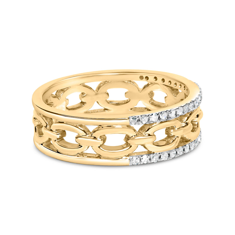 Bids.com 10K Yellow Gold 1/5 Cttw Diamond Two Row Cuban Link Ring (I-J Color, I2-I3 Clarity) - Size 7 Rings White Smoke 7 / Yellow.Gold,6 / Yellow.Gold,8 / Yellow.Gold,9 / Yellow.Gold,5 / Yellow.Gold,10 / Yellow.Gold