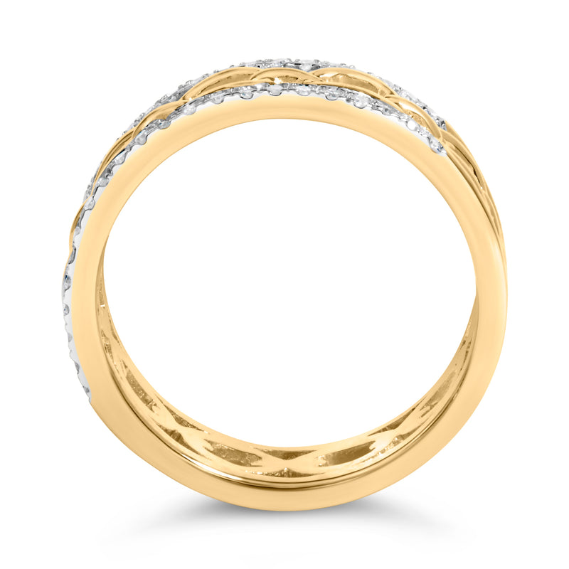 Bids.com 10K Yellow Gold 1/5 Cttw Diamond Two Row Cuban Link Ring (I-J Color, I2-I3 Clarity) - Size 7 Rings White Smoke 7 / Yellow.Gold,6 / Yellow.Gold,8 / Yellow.Gold,9 / Yellow.Gold,5 / Yellow.Gold,10 / Yellow.Gold