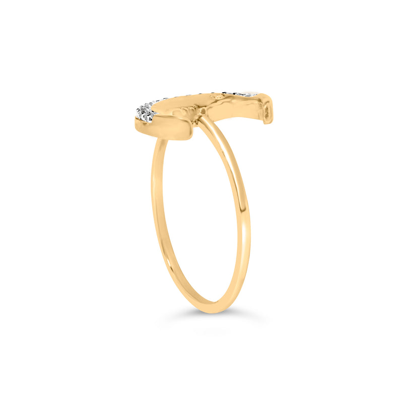 Bids.com 10K Yellow Gold 1/10 Cttw Diamond Crescent Moon Ring (I-J Color, I1-I2 Clarity) - Ring Size 6 Rings White Smoke 6 / Yellow.Gold,7 / Yellow.Gold,8 / Yellow.Gold,9 / Yellow.Gold,5 / Yellow.Gold