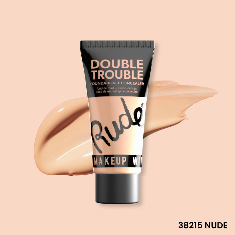 Rude Cosmetics Double Trouble Foundation and Concealer Foundation Peach Puff Nude 10