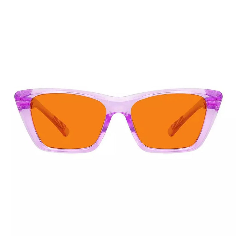 eyekeeper.com 100% Blue Blocking Glasses Orange Lens Cat-eye Metalless Screwless R2514-B98 Eyeglasses White Smoke Purple / without magnification
