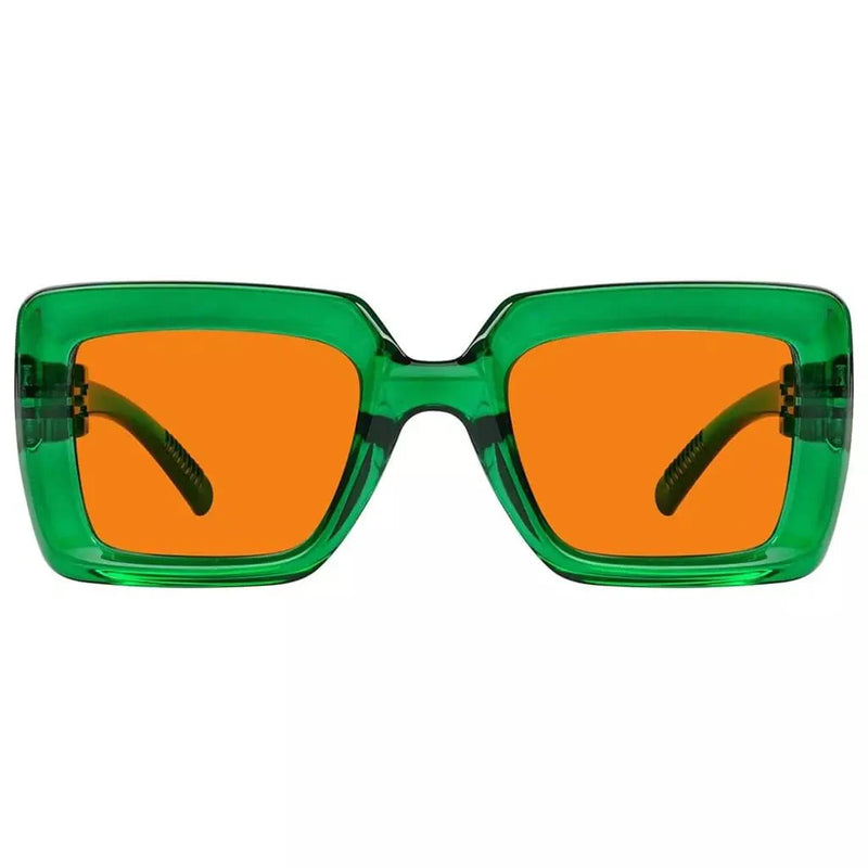 eyekeeper.com 100% Blue Light Blocking Orange Thick Frame Screwless Eyewear NR2101-B98 Eyeglasses White Smoke Green / without magnification