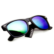 zeroUV Retro Matte Black Horned Rim Flash Colored Lens Sunglasses 58mm 8025 Sunglasses White Smoke Black Midnight