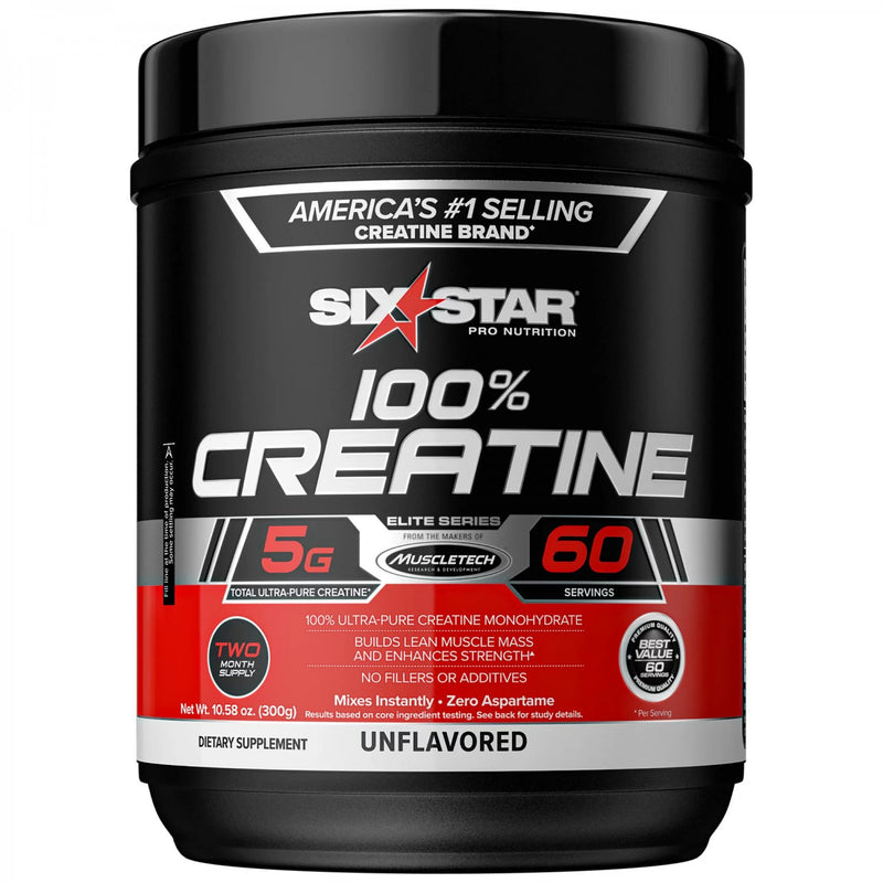 Six Star Six Star Pro Nutrition 100% Creatine Unflavored Powder, 10.58 Oz Sports & Energy Drinks Black