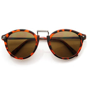zeroUV Vintage Steampunk Inspired Round Horned Rim Frame Sunglasses 8591 Sunglasses White Smoke Havana Amber