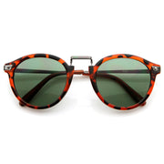 zeroUV Vintage Steampunk Inspired Round Horned Rim Frame Sunglasses 8591 Sunglasses White Smoke Havana Green