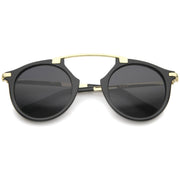 zeroUV Arched Marble Pattern P3 Mirrored Lens Round Sunglasses A218 Sunglasses White Smoke Black Gold Smoke