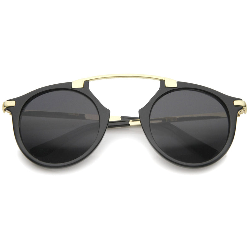zeroUV Arched Marble Pattern P3 Mirrored Lens Round Sunglasses A218 Sunglasses White Smoke Black Gold Smoke