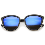 zeroUV Oversize Women's Flash Mirror Lens Cat Eye Sunglasses A286 Sunglasses White Smoke Black Gold Blue Mirror