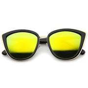 zeroUV Oversize Women's Flash Mirror Lens Cat Eye Sunglasses A286 Sunglasses White Smoke Black Gold Yellow Mirror