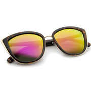 zeroUV Oversize Women's Flash Mirror Lens Cat Eye Sunglasses A286 Sunglasses White Smoke Black Gold Blue Mirror,Black Gold Yellow Mirror,Tortoise Gold Pink Mirror,Tortoise Gold Purple Mirror,Black Gold Silver Mirror
