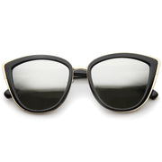 zeroUV Oversize Women's Flash Mirror Lens Cat Eye Sunglasses A286 Sunglasses White Smoke Black Gold Silver Mirror
