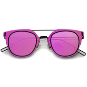 zeroUV Minimal Wire Inner Rim Flat Color Mirror Lens Sunglasses A361 Sunglasses White Smoke Purple Black Purple Mirror