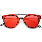 zeroUV Minimal Wire Inner Rim Flat Color Mirror Lens Sunglasses A361 Sunglasses White Smoke Red Black Red Mirror