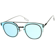 zeroUV Minimal Wire Inner Rim Flat Color Mirror Lens Sunglasses A361 Sunglasses White Smoke Pink Gold Pink Mirror,Blue Black Blue Mirror,Purple Black Purple Mirror,Red Black Red Mirror