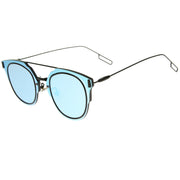 zeroUV Minimal Wire Inner Rim Flat Color Mirror Lens Sunglasses A361 Sunglasses White Smoke Pink Gold Pink Mirror,Blue Black Blue Mirror,Purple Black Purple Mirror,Red Black Red Mirror