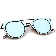 zeroUV Minimal Wire Inner Rim Flat Color Mirror Lens Sunglasses A361 Sunglasses White Smoke Pink Gold Pink Mirror,Blue Black Blue Mirror,Purple Black Purple Mirror,Red Black Red Mirror