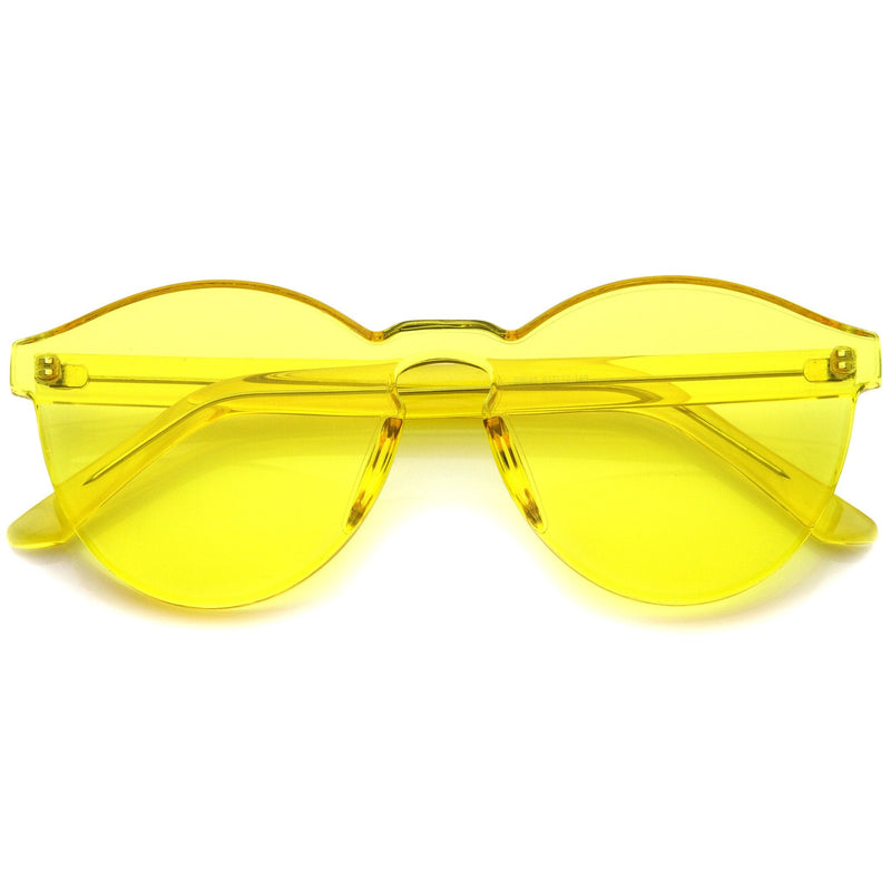 zeroUV Rimless Monoblock Cut PC Color Lens Rimless Sunglasses A368 Sunglasses White Smoke Yellow