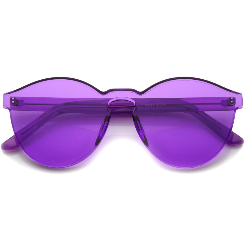 zeroUV Rimless Monoblock Cut PC Color Lens Rimless Sunglasses A368 Sunglasses White Smoke Purple