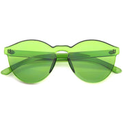 zeroUV Rimless Monoblock Cut PC Color Lens Rimless Sunglasses A368 Sunglasses White Smoke Green