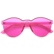 zeroUV Rimless Monoblock Cut PC Color Lens Rimless Sunglasses A368 Sunglasses White Smoke Pink