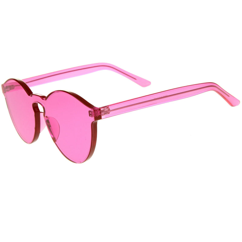 zeroUV Rimless Monoblock Cut PC Color Lens Rimless Sunglasses A368 Sunglasses White Smoke Yellow,Purple,Green,Pink,Red,Clear,Smoke