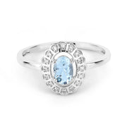 Bids.com 0.44 Carat Genuine Aquamarine and White Diamond 14K White Gold Ring Rings White Smoke size 7.00,size 5.00,size 6.00,size 8.00,size 9.00