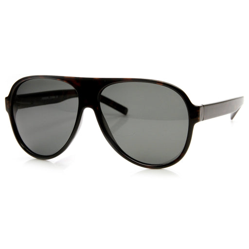 zeroUV Mens 1980's Retro Polarized Lens Plastic Aviator Sunglasses 9322 Sunglasses White Smoke Tortoise,Black
