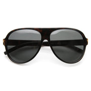 zeroUV Mens 1980's Retro Polarized Lens Plastic Aviator Sunglasses 9322 Sunglasses White Smoke Tortoise
