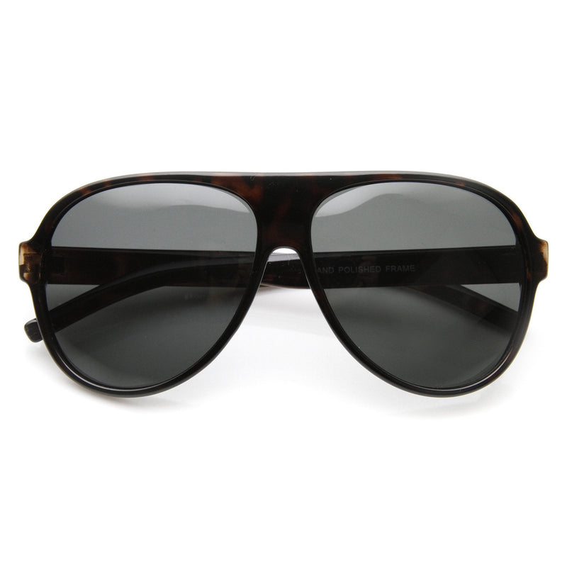 zeroUV Mens 1980's Retro Polarized Lens Plastic Aviator Sunglasses 9322 Sunglasses White Smoke Tortoise