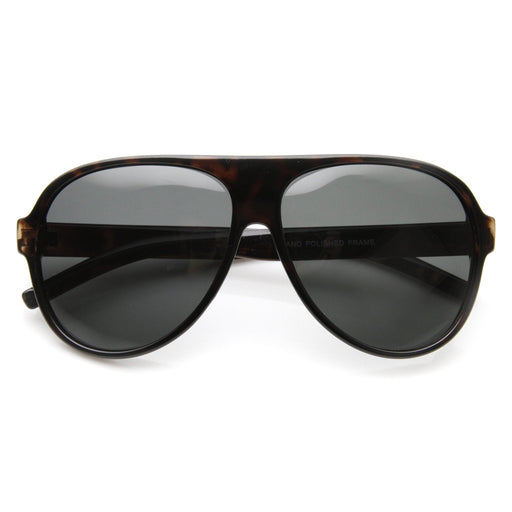 zeroUV Mens 1980's Retro Polarized Lens Plastic Aviator Sunglasses 9322 Sunglasses White Smoke Tortoise