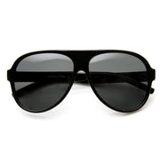 zeroUV Mens 1980's Retro Polarized Lens Plastic Aviator Sunglasses 9322 Sunglasses White Smoke Black