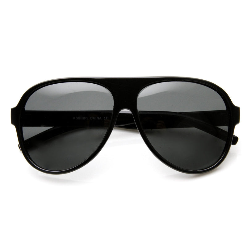 zeroUV Mens 1980's Retro Polarized Lens Plastic Aviator Sunglasses 9322 Sunglasses White Smoke Black