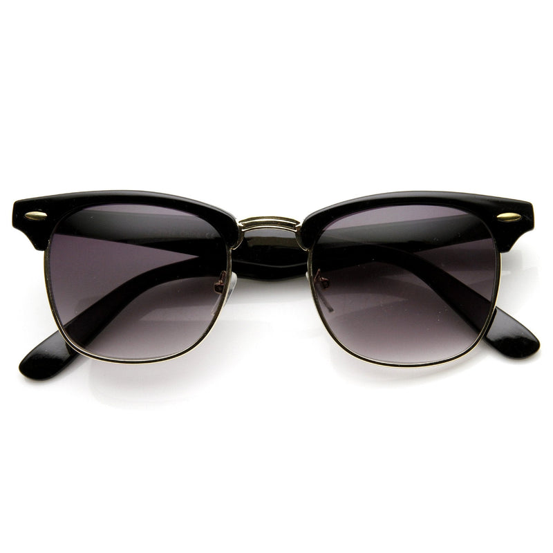 zeroUV Indie Half Frame Horned Rim Vintage Inspired Sunglasses 2934 Sunglasses White Smoke Black Gold Lavender