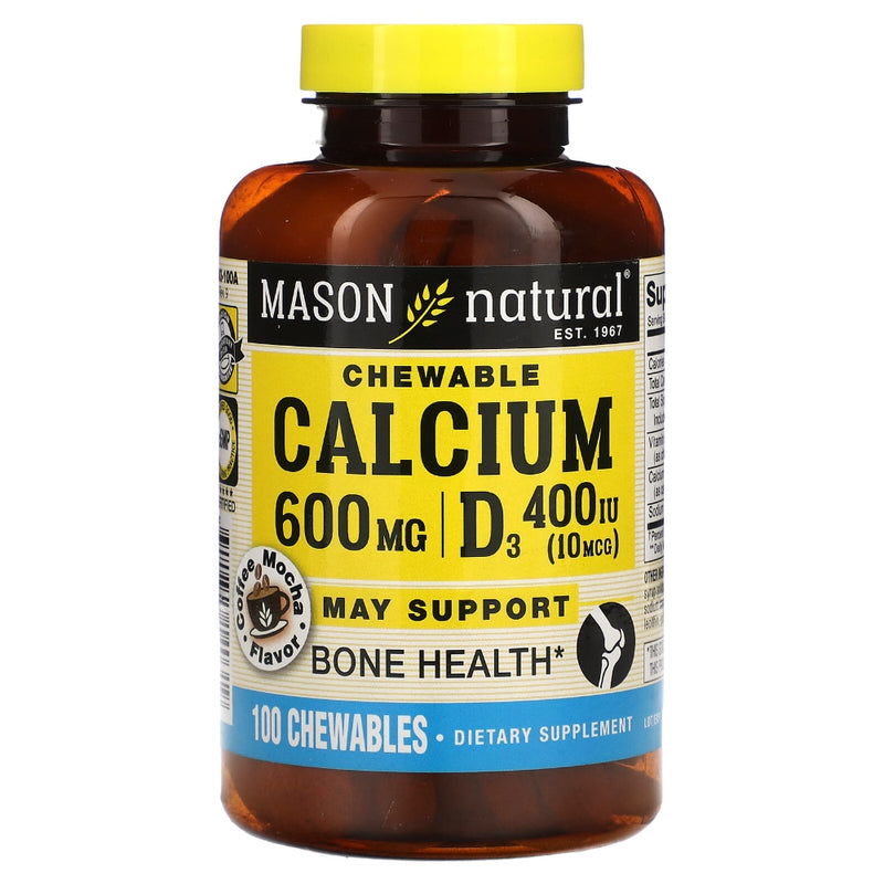 Mason Natural Mason Natural® Calcium 600 mg + D3 – Coffee Mocha Flavor (100 Chewable Tablets) Vitamins & Supplements White Smoke